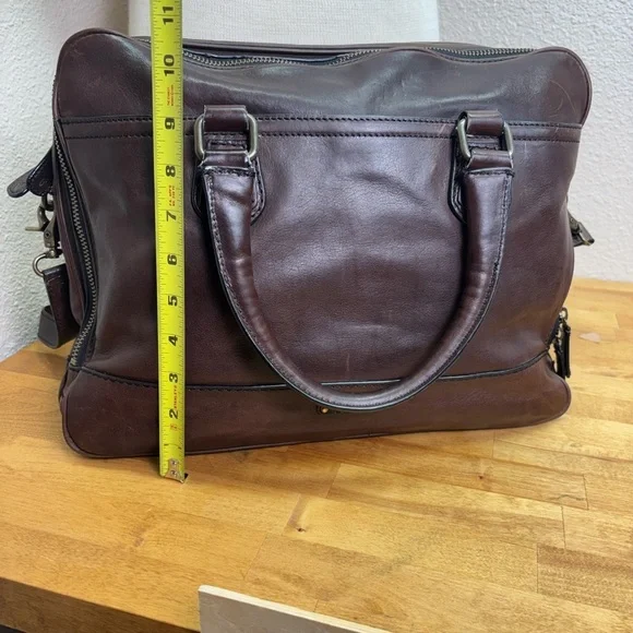 Frye Logan Zip Work Bag in Dark Brown Leather - Picture 12 of 14